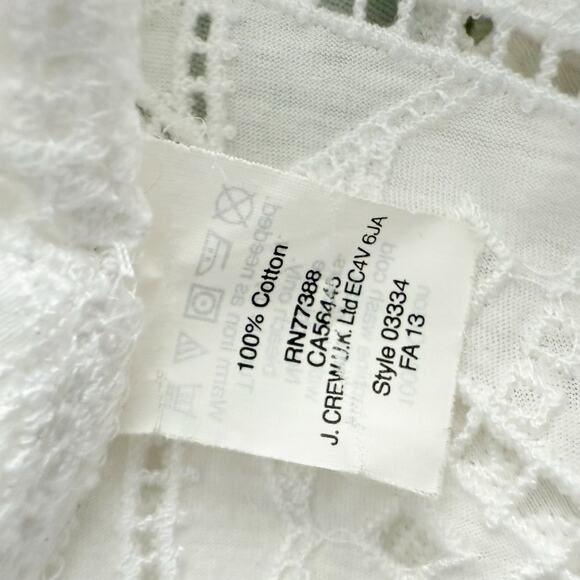 J. CREW | Embroidered Blouse Eyelet Short Sleeve Cotton Diamonds | Size Small - Picture 6 of 7